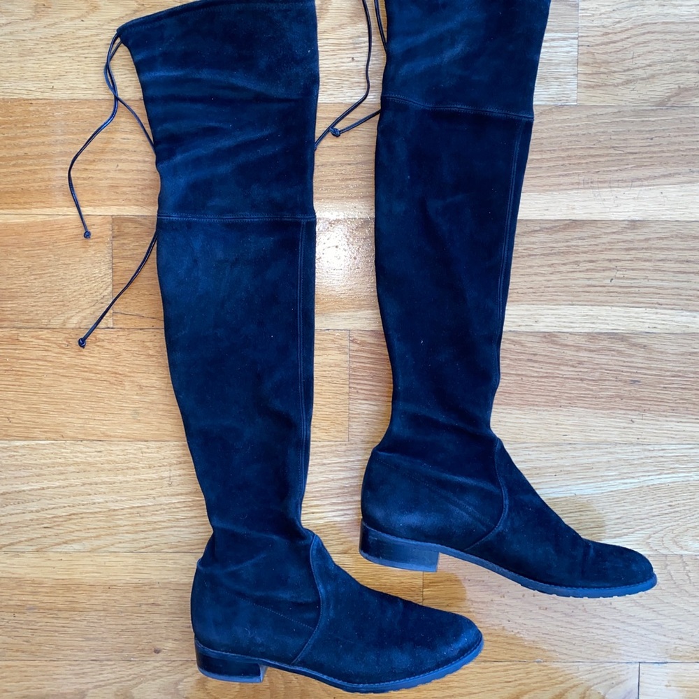 Stuart Weitzman Black Suede Lowland Boot 7.5